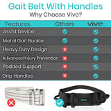 Vive Gait Belt (300lbs) Transfer Belt with Handles - Medical Nursing Safety Patient Assist - Bariatric, Elderly, Handicap, Physical Therapy - PT Gate Strap Quick Release Metal Buckle, Grabbing Teeth