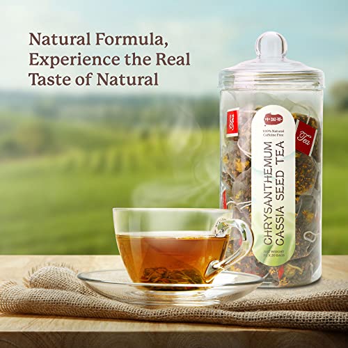 Chrysanthemum Tea, Organic Burdock Root Tea, Chinese Tea Bags, Herbal Tea Bags with Chrysanthemum, Burdock Root, Osmanthus, Honeysuckle, Natural Liver Detox Tea, Chrysanthemum Cassia Seeds Tea Bags