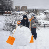 CHEERBANK Snow Shovels for Kids, 3PCS 34" Long Plastic Kids Snow Shovel, Gifts for Boys and Girls Age 5-12 Birthday Christmas(Orange)