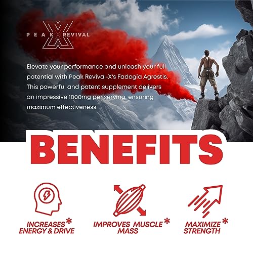 Peak Revival-X Fadogia Agrestis 1000mg Per Serving Supplement - Potent Extract to Increase Energy, Athletic Performance & Muscle Mass - Supplements Third Party Tested & Made in The USA (60 Capsules)