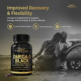 FREZZOR Omega 3 Black, Highest amount Green Lipped Mussel Oil, Made in New Zealand, UAF1000+, Inflammation, Joint Care & Relief, Heart & Immune Support, No Fishy Aftertaste, 450mg, 1-Pack, 60 Softgels