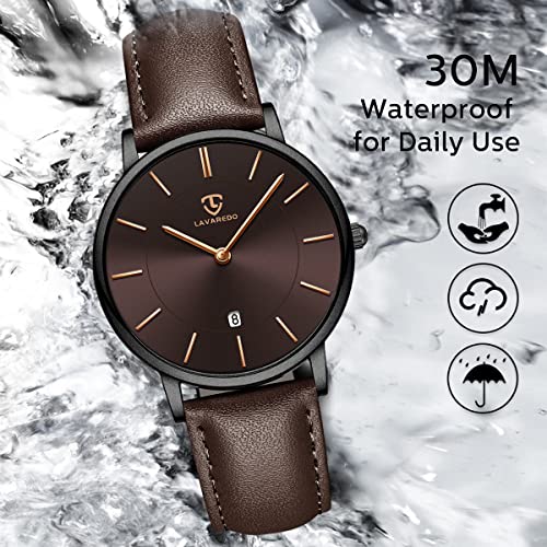 BEN NEVIS Watch, Mens Watch,Minimalist Fashion Simple Wrist Watch Analog Date with Leather Strap Orange Blue