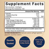 Antarctic Krill Oil 2000mg Supplement, 240 Softgels, 3X Strength Natural Source of Omega-3s, EPA 240mg + DHA 160mg + Astaxanthin 800mcg – No Fishy Aftertaste – Mercury Free & Non-GMO