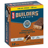 CLIF Builders - Chocolate Peanut Butter Flavor - Protein Bars - Gluten-Free - Non-GMO - Low Glycemic - 20g Protein - 2.4 oz. (12 Pack)