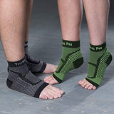 TechWare Pro Ankle Brace Compression Sleeve - Relieves Achilles Tendonitis, Joint Pain. Plantar Fasciitis Foot Sock with Arch Support Reduces Swelling & Heel Spur Pain. (Black/Green, XXL)