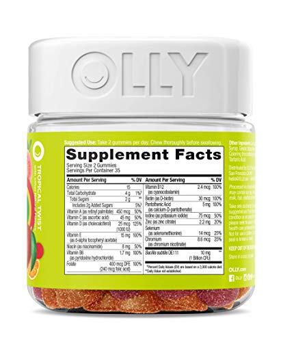 Olly Multi + Probiotic Adult Multivitamin Gummy, 1 Billion CFUs, Digestive and Immune Support Chewable Supplement, 35 Day Supply (70 Gummies), Tropical Twist