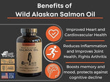 Kwee-Jack Fish Co. Wild Alaskan Salmon Fish Oil Omega 3 Supplement 120 Softgels 1000mg Salmon Oil Per Capsule | Anti-Inflammation, Brain, Heart, Joint Health | EPA, DHA, Vitamin D, Astaxanthin