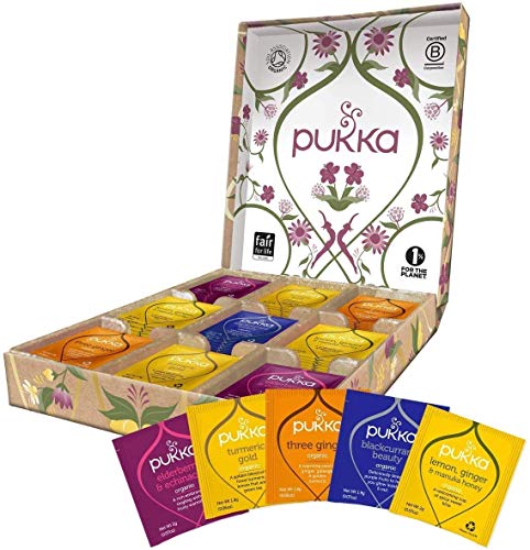 Pukka Organic Gift Set Tea Bags, Support Herbal Tea Bags Variety Pack, 45 Tea Bags