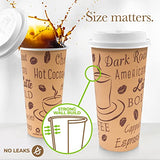 Disposable Coffee Cups with Lids 20 oz (100 Pack) - To Go Paper Coffee Cups for Hot & Cold Beverages, Coffee, Tea, Hot Chocolate, Water, Juice - Eco Friendly Cups