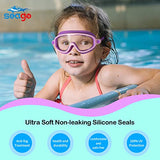 Seago Kids Goggles for Swimming 2 Pack - Anti-Fog, UV Protection, Adjustable, No Leaking, Watertight, Crystal Clear, Suitable for Children 3-15