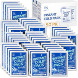 50 Packs Instant Ice Cold Pack (6” x 4.5”) - Disposable Instant Ice Packs for Injuries | Cold Compress Ice Pack for Pain Relief, Swelling, First Aid, Toothache, Athletes & Outdoor Activities