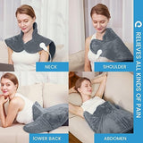 Heating Pad for Neck and Shoulders,2lb Weighted Neck Electric Heated Pad for Pain Relief,6 Heat Settings 2 Hours Settings Auto-Off,Gifts for Women Men,23"x19",Grey