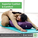 Gaiam Yoga Bolster - Long, Rectangular Meditation Pillow - Supportive Cushion for Restorative Yoga and Sitting on the Floor - Built-In Carrying Handle - Machine Washable Cover - Purple