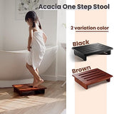 Holana One Step Stool for Adults 3.5" - Acacia Wood Step Stools for Bed - Indoor/Outdoor - 550 lbs Safety Stepping Stool Bathroom for Handicap, Seniors, Kid, Bathtub, High Beds, Kitchen (Black)