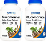 Nutricost Glucomannan 1,800mg Per Serving, 180 Capsules (2 Bottles)