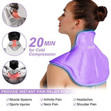 REVIX Shoulder Ice Pack for Injuries Reusable Gel Large Neck Shoulder Ice Pack Wrap for Upper Back Pain Relief, Swelling, Bruises, and Sprains, Purple