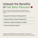 Nutrim Oat Bran Powder with 750mg Beta Glucan per Serving - Easy-Mix Soluble Fiber for Cholesterol Management & Immune Support - Heart Healthy, Non-GMO & Vegan Oatmeal Powder