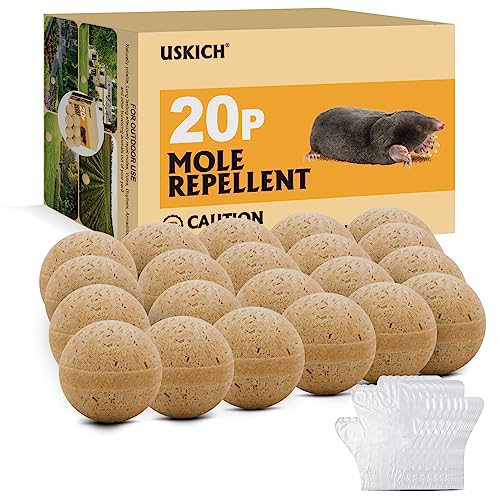 20 Packs Mole Repellent, Vole Repellent Outdoor, Powerful Mole Deterrent for Yard, Gopher Repellent, Mole Repellant for Lawn, Mole Control, Keep Mole and Vole Out of Your Garden