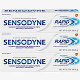 Sensodyne Fluoride Whitening Toothpaste, Rapid Relief and Long Lasting Protection, for Sensitive Skin, 3.4 Ounce (Pack of 3)