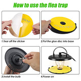 Flea Trap Indoor 2 Pcss,Flea Strap Flea Killer Trap Pad Bed Bug Trap with 10 Glue Discs Odorless Non-Toxic flea 4 Light Bulb for Inside Your Home Like Fleas,Flies,Mosquitoes,Gnats,Moths