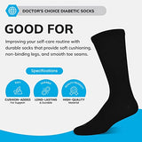 Doctor's Choice Diabetic Socks for Men, Seamless Crew Socks with Non-Binding Top, Provides Extra Comfort for Gout, 4-Pairs, Black, X-Large, Size 13-15