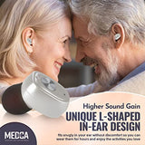 Rechargeable Hearing Amplifier Pair w/Noise Cancelling, Digital Sound Device for Seniors & Adults - ITC Nano Personal Amplifier - One Touch Control & Low Sound Distortion Hearing Assist Device, White