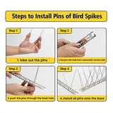 KKY 48 Pack Bird Spikes –13 inch Anti-Bird Nails Bird Repellent Metal Bird Deterant Spinners of Stainless Steel Bird Spikes for Pigeon and Other Small Birds 51.9 Feet