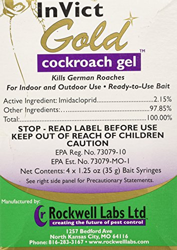 InVict Gold German Roach Control Bait Gel 1 Box of 4 Tubes (35 Grams per Tube) w/ 1 Plunger by Rockwell