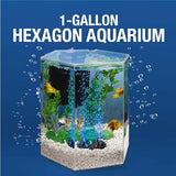 Tetra Bubbling LED Aquarium Kit 1 Gallon, Hexagon Shape, With Color-Changing Light Disc,Green (Packaging may vary) , 1 gallon (7.5 x 7.5 x 7.7")