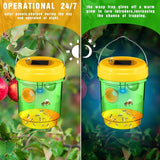 2 Pack Wasp Traps Outdoor Hanging Fly Traps with UV LED Light Solar Powered Hornet Trap Non-Toxic Reusable Hornet Traps Wasp Killer for Indoor Outdoor Patio Garden Home (Green)