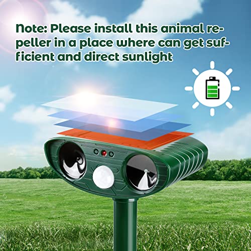 Lubatis 2 Pack Solar Animal Repellent Ultrasonic Animal Repeller Cat Repellent Outdoor Waterproof for Cat Squirrel Deer Raccoon Skunk Rabbit Fox and More