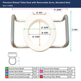 Drive Medical 12402 Premium Raised Toilet Seat with Removable Metal Arms, Standard Seat, White