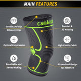 CAMBIVO 2 Pack Knee Brace, Knee Compression Sleeve Support for Men and Women, Knee Pads for Running, Hiking, Meniscus Tear, Arthritis, Joint Pain Relief (Green, XX-Large)