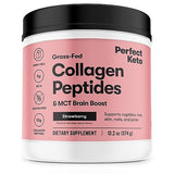 Perfect Keto Collagen Protein Powder with MCT Oil - Grassfed, GF, Multi Supplement, Best for Ketogenic Diets, Use as Keto Creamer, in Coffee and Shakes for Women & Men (Strawberry)