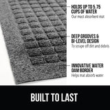 Gorilla Grip Ultra Absorbent Moisture Guard Doormat, Absorbs Up to 5.7 Cups of Water, Stain and Fade Resistant, Spiked Rubber Backing, All Weather Mats Capture Dirt, Indoor Outdoor, 35x23, Grey