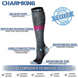 CHARMKING Compression Socks for Women & Men (8 Pairs) 15-20 mmHg Graduated Copper Support Socks are Best for Pregnant, Nurses - Boost Performance, Circulation, Knee High & Wide Calf (L/XL, Multi 19)