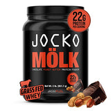 Jocko Mölk Whey Protein Powder (Chocolate Peanut Butter) - Keto, Probiotics, Grass Fed, Digestive Enzymes, Amino Acids, Monk Fruit Blend - Supports Muscle Recovery & Growth - 31 Servings (Old 2lb Tub)