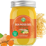 Sea Moss Gel Organic Raw Irish Seamoss Gel Vegan Superfood Immune and Digestive Support Vitamin Mineral, Turmeric 12oz