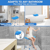 UGarden Heavy Duty Stainless Steel Shower Chair Seat, 400lbs Adjustable Height Shower Stool for Inside Shower, Blue Bath Seat Chair, Handicap Bathroom Stool, Shower Stools for Seniors, Adults,Disabled