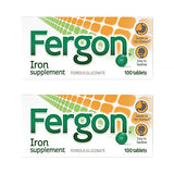 Fergon High Potency Iron Supplement Tablets, 100 Count, Pack of 2