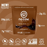 No Cow Vegan Protein Powder, Chocolate, 20g Plant Based Protein, Recyclable Bag, Dairy Free, Soy Free, No Sugar Added, Keto Friendly, Gluten Free, Naturally Sweetened, Non GMO, Kosher, 1.74 Pound