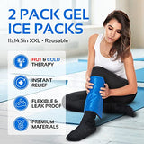 Ice Packs for Injuries – 2-Pack XL Reusable Ice Packs – Hot and Cold Gel Ice Pack – 11x14.5 in. Flexible Ice Packs for Back Pain, Injuries, Headache, Post-Surgery – Large Hot/Cold Compress Packs