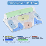 Elviros Cervical Memory Foam Pillow for Neck Support, Adjustable Contour Roll Traction Pillows, 3 in 1 Ergonomic Neck Pain Releif Orthopedic Bed Pillow for Side Back Stomach Sleeper, Blue