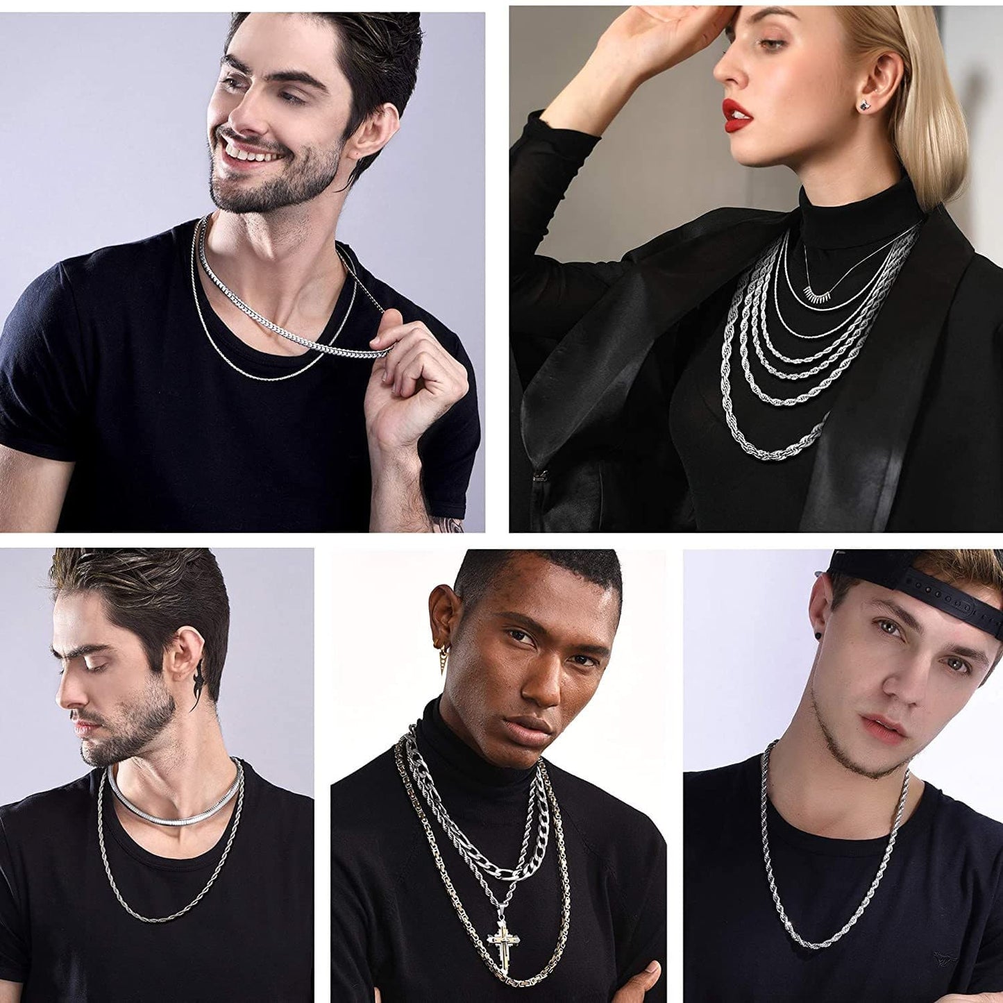 Hip Hop Twisted Rope Necklace For Men Gold Color Thick Stainless Steel Hippie Rock Chain Long/Choker Hot Fashion Jewelry