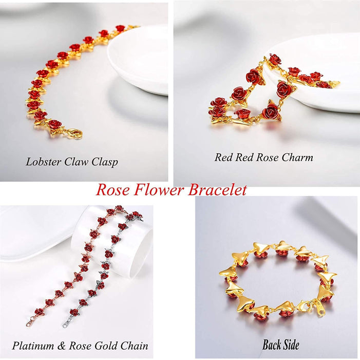 Romantic Rose Flower Bracelet Party Bridesmaid Charming Jewelry Mother's Day Gifts for Women Girls Dropshipping