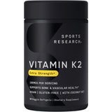 Sports Research Vitamin K2 MK7 180mcg with Coconut Oil - 60 Veggie Softgels - Vegan Certified, Non-GMO Verified & Gluten-Free