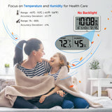 WallarGe Auto Set Digital Wall Clock Battery Operated, Desk Clocks with Temperature, Humidity and Date, Large Display Digital Calendar Alarm Clock for Elderly, Bedroom, Office, 8 Time Zone, Auto DST.