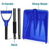 Portable Snow Shovel, 2024 New Upgrade Snow Shovels for Car Driveway, Lightweight Aluminum Portable Adjustable Large Capacity Shovel for Car, Camping,Snowman and Emergency(Blue)