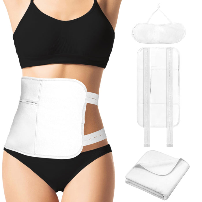 3Pcs Castor Oil Pack Wrap, Reusable Organic Castor Oil Pack for Liver Detox Insomnia, Constipation and Inflammation, Adjustable Elastic Strap Bamboo Cotton Machine Washable, Less Mess Anti Oil Leak