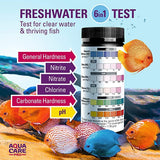 Freshwater Aquarium Test Strips 6 in 1 - Fish Tank Test Kit for Testing pH Nitrite Nitrate Chlorine General & Carbonate Hardness (GH & KH) - Easy to Read Wide Strips & Full Water Testing Guide, 200 Ct